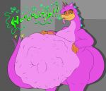  2022 abdominal_bulge anthro belly belly_pat big_belly burping dreamworks fangs half-closed_eyes hand_on_stomach keohusky looking_aside male mr._snake_(the_bad_guys) narrowed_eyes navel obese obese_anthro obese_male open_mouth overweight overweight_anthro overweight_male reptile scalie snake soft_vore solo standing text the_bad_guys tongue tongue_out vore 
