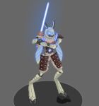  ambiguous_gender anthro armor arthropod bioluminescence deathshork digital_media_(artwork) glowing glowing_eyes insect leather leather_armor lepidopteran lightsaber melee_weapon moth pixel_(artwork) scarf solo star_wars weapon wings 