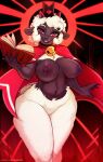  absurd_res anthro bell bell_collar big_breasts book bovid breasts caprine cloak clothing collar crown cult_of_the_lamb exposed_breasts female fur hi_res horn lamb_(cult_of_the_lamb) mammal mostly_nude nipples red_crown_(cult_of_the_lamb) sheep smile solo sweet_chubbs thick_thighs wide_hips wool_(fur) 