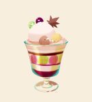  bird chai_(drawingchisanne) chestnut commentary_request cream dessert food food_focus fruit garnish glass grapes ice_cream no_humans on_food original parfait signature simple_background sweets_bird whipped_cream 