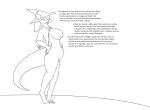  2021 absurd_res anthro belly belly_expansion big_breasts breast_expansion breasts clothing dialogue digital_drawing_(artwork) digital_media_(artwork) digitigrade dragon english_text expansion female hair hand_on_hip hand_on_stomach hat headgear headwear hi_res horn keinga line_art looking_at_self magic_user monochrome mostly_nude narrowed_eyes navel nipples pose scalie signature simple_background solo text thick_tail thick_thighs wizard_hat 