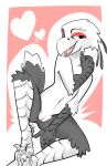  2022 accipitriform annie_(the_sunfish) anthro avian beak bedroom_eyes bird feathers female front_view genitals looking_at_viewer narrowed_eyes nude open_mouth open_smile pussy secretary_bird seductive smile solo talons the_sunfish toxoglossa white_body white_feathers 
