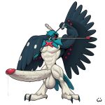  1:1 2016 absurd_res alpha_channel anthro avian balls big_penis bodily_fluids decidueye dripping generation_7_pokemon genital_fluids genitals hi_res huge_penis hyper hyper_genitalia hyper_penis male muscular muscular_anthro muscular_male nintendo penis pokemon pokemon_(species) precum precum_drip shiny_pokemon simple_background solo talons transparent_background vein veiny_penis video_games wolfiecanem 