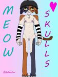  anthro breasts domestic_cat felid feline felis female genitals hi_res kollardon mammal meow_skulls_(fortnite) nipples pussy skinny small_breasts solo 