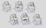  angry anthro beard brok_the_investigator clothing concept_art cowcatgames english_text facial_hair happy male mammal multiple_poses murid murine official_art portrait pose rat rodent sad shirt simple_background solo squealers_chief surprise text topwear 