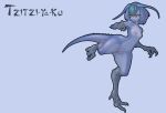  animal_humanoid bird_wyvern blue_body blue_hair blue_scales breasts capcom claws digitigrade eyelashes female genitals hair hi_res humanoid monster_hunter muhut nude orange_eyes pupils pussy scales scalie scalie_humanoid slit_pupils small_breasts solo tzitzi-ya-ku video_games 