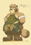  2022 absurd_res anthro brown_body canid canine clothed clothing footwear hi_res humanoid_hands kemono kumaojisan male mammal overweight overweight_male raccoon_dog sandals solo tanuki 