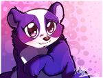  2012 black_nose blush digital_media_(artwork) eyelashes female feral fur giant_panda hasbro littlest_pet_shop mammal multicolored_body multicolored_fur penny_ling purple_body purple_eyes purple_fur raised_leg shy signature solo thecynicalhound three-quarter_view two_tone_body two_tone_fur ursid white_body white_fur 