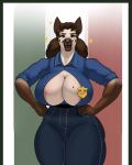  4:5 absurd_res anthro areola big_breasts breasts canid canine canis cleavage clothed clothing domestic_dog female hi_res mammal maria_(pancarta) pancarta police_officer police_uniform solo uniform 