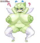  areola big_breasts blush breasts butt_from_the_front celebi clothing female generation_2_pokemon genitals girlsay green_areola green_hair green_nipples green_pussy hair hi_res huge_breasts legendary_pokemon legwear nintendo nipples pokemon pokemon_(species) pubes pussy solo thick_thighs thigh_highs video_games 