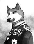  anthro black_and_white canid canine canis clothed clothing domestic_dog emperor facial_hair german_empire german_shepherd herding_dog hi_res male mammal medal mitchthegoat monochrome mustache pastoral_dog prussian royalty solo world_war_1 