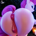  3d_(artwork) absurd_res animal_genitalia animal_pussy anus big_butt butt digital_media_(artwork) equid equine equine_pussy female feral friendship_is_magic genitals hi_res horse looking_back mammal my_little_pony pinkie_pie_(mlp) pony pussy quicktimepony solo tail_aside 
