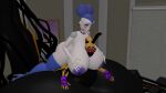  2022 3d_(artwork) animatronic anthro areola ballora_(fnafsl) between_breasts big_breasts blue_hair breasts butt clothing covered_eyes detailed_background digital_media_(artwork) duo female five_nights_at_freddy&#039;s flower footwear glamrock_vengy gloves hair handwear hi_res high_heels josh-u4 legwear machine male male/female nipples not_furry nude on_top plant purple_areola purple_nipples robot scottgames sister_location thigh_highs video_games widescreen 