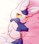  alacarte anus blush female generation_6_pokemon genitals hi_res lying meowstic nintendo pokemon pokemon_(species) pussy red_eyes smile solo video_games white_body 