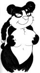  anthro biped braided_hair breasts chip_&#039;n_dale_rescue_rangers disney female giant_panda hair holding_breast mammal ming_ting monochrome multicolored_body nude reddragonkan solo traditional_media_(artwork) two_tone_body ursid 