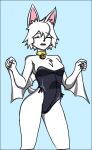  anthro bat_wings big_ears breasts chiropteran clothing collar fangs female fur gold_(metal) gold_jewelry hi_res jewelry mammal membrane_(anatomy) membranous_wings nervous_smile slim small_breasts solo steph_chan swimwear thick_thighs white_body white_fur whitebats wings 