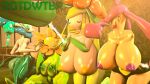  16:9 anthro big_breasts big_butt bodily_fluids breasts butt cum cum_on_breasts cum_on_butt disembodied_hand disembodied_penis fangs female florges generation_2_pokemon generation_5_pokemon generation_6_pokemon genital_fluids genitals gourgeist group hi_res huge_breasts lilligant male nintendo nipples penis pointing_at_mouth pokemon pokemon_(species) rgtdwtbr sunflora video_games widescreen 