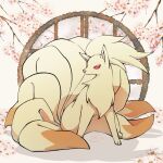  3_toes 9_tails abstract_background ambiguous_gender brown_nose canid canine cherry_blossom colored detailed_background digital_media_(artwork) dipstick_tail empty_eyes feet feral flower_petals fluffy fluffy_chest fluffy_tail front_view full-length_portrait fur generation_1_pokemon head_tuft hi_res kemono kompeito looking_at_viewer mammal markings monotone_ears multi_tail multicolored_body multicolored_fur multicolored_tail ninetales nintendo no_sclera orange_body orange_fur orange_tail paws petals plant pokemon pokemon_(species) portrait quadruped red_eyes sitting snout solo tail_markings three-quarter_view toes tree tuft two_tone_body two_tone_fur two_tone_tail video_games window yellow_body yellow_ears yellow_fur yellow_inner_ear yellow_tail 