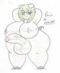  balls big_balls big_breasts big_butt big_penis breasts butt chasey_ultra_beast_goodra domestic_pig genitals green_hair hair herm hi_res intersex mammal peach_(character) penis solo suid suina sus_(pig) thick_thighs wolfespada 