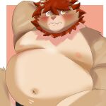  absurd_res anthro belly blush brown_body brown_fur clothing embarrassed felid fur hi_res lifewonders lion male mammal mane moobs navel nipples overweight pantherine sahuel_s solo speedo swimwear tokyo_afterschool_summoners vapula_(tas) video_games yellow_eyes 