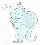  balls big_breasts big_butt breasts butt chasey_ultra_beast_goodra cyan_(character) female genitals herm hi_res huge_butt hyper hyper_butt intersex kobold looking_at_viewer penis solo thick_thighs wolfespada 