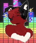  ambiguous_gender anthro black_body black_ears black_fur black_nose canid canine digital_media_(artwork) floppy_ears fluffy fox fur hair headphones hi_res inner_ear_fluff jesam jesam_(jesam) male mammal multicolored_body multicolored_fur portrait red_body red_fox red_fur red_hair smile soft-dogs solo tuft white_body white_ear_fluff white_fur 