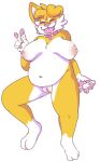  absurd_res anthro big_breasts breasts canid canine canis collar domestic_dog dusto female genitals hi_res mammal nipple_piercing nipples overweight pawpads piercing pink_nipples pink_pawpads pussy shiba_inu solo spitz tongue tongue_out tongue_piercing 