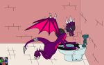  16:10 absurd_res activision anthro bathroom bodily_fluids brick_wall cynder dragon female feral hi_res ill nausea perspectivezero public_restroom solo spyro_the_dragon the_legend_of_spyro title toilet toilet_bowl toilet_paper toilet_paper_dispenser toilet_use video_games vomit wall_(structure) widescreen 