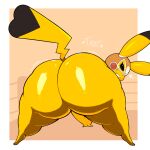  &lt;3 absurd_res ambiguous_gender big_butt butt butt_focus cleft_tail clothing cosplay_pikachu_(costume) edit generation_1_pokemon hi_res huge_butt looking_at_viewer looking_back mask nintendo pikachu pikachu_libre pokemon pokemon_(species) shaking_butt solo thick_thighs video_games virito yellow_body yellow_skin 