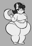  accessory anthro barefoot belly belly_overhang big_belly big_breasts black_and_white black_hair breasts chubby_face clothing feet felid feline female flabby_arms flabby_legs gesture hair hair_accessory hairband hi_res kitty_katswell looking_aside mammal monochrome nickelodeon obese obese_anthro obese_female overweight overweight_anthro overweight_female panties solo sweater syrupsunset t.u.f.f._puppy tail thick_thighs topwear turtleneck underwear waving wide_hips 