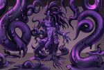  2022 2_penises absurd_res anthro biped candy.yeen erection genitals goo_creature hi_res male multi_genitalia multi_penis nude penis purple_eyes purple_tentacles solo standing tentacles 