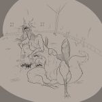 absurd_res black_and_orange bodily_fluids breasts drooling emaciated emaciated_female female female_taur hi_res hunger_noises hungry invalid_tag locked_up mini_giantess monochrome pained_expression prison prisoner rumbling_stomach saliva sinfullapis slay_the_princess small_breasts starvation starving taur the_beast_(slay_the_princess) thick_thighs