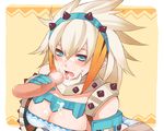  armor barioth barioth_(armor) blue_eyes breasts capcom cleavage cum facial monster_hunter monster_hunter_3 oral penis uncensored 