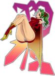  arms_behind arms_behind_back blue_eyes boots breasts cape earrings elbow_gloves female final_fantasy final_fantasy_vi full_body gloves green_hair hips jewelry long_hair panties pantyshot ponytail red_ribbon ribbon solo tina_branford underwear white_background white_panties wide_hips yunban 