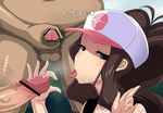  fat fat_man hat kamita penis pokemon pokemon_(game) pokemon_bw ponytail solo_focus tongue touko_(pokemon) translated 