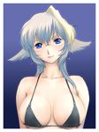  bikini_top blue_eyes breasts cleavage fangs glasses large_breasts long_hair original solo upper_body yagisaka_seto 