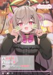  animal_ear_hairband animal_ears beatrixa_(stella_sora) black_dress cat_ear_hairband cat_ears choker dress fake_animal_ears hairband halloween highres mizuhi_kou nail_polish paw_pose smile stella_sora stream 