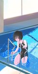  amagami bad_id bad_pixiv_id black_eyes black_hair competition_swimsuit guratan highres nanasaki_ai one-piece_swimsuit pool short_hair solo swimsuit 