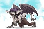 2025 2_toes all_fours animate_inanimate bat_wings clothing deadlock facial_piercing feet female flat_chested gargoyle hat headgear headwear humanoid_pointy_ears ivy_(deadlock) living_statue mario-grant membrane_(anatomy) membranous_wings nose_piercing nose_ring piercing pointy_ears ring_piercing sculpture solo statue suspenders tail tail_ridge toes valve valve_corporation wings