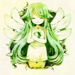  bad_id bad_pixiv_id chaba_(hortensia) closed_eyes green green_hair long_hair saya saya_no_uta solo wings 