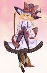  blonde_hair broom hat highres kirisame_marisa pantyhose riputon_(lipton_sabou) solo touhou witch_hat 