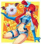  blue_eyes blue_footwear boots fuuro_(pokemon) gen_5_pokemon gloves gym_leader hair_ornament highres midriff navel owarine_miku poke_ball pokemon pokemon_(creature) pokemon_(game) pokemon_bw red_hair short_hair shorts suspenders woobat 