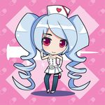  alternate_hairstyle drill_hair hatsune_miku kaizeru koiiro_byoutou_(vocaloid) long_hair lowres nurse pantyhose project_diva_(series) project_diva_2nd red_eyes solo syringe very_long_hair vocaloid 