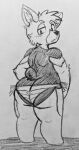  anthro big_butt blush butt canid canine canis clothed clothing crossdressing domestic_dog fauxtellno1 herding_dog hi_res housepets! king_(housepets!) male mammal monochrome panties panties_only pastoral_dog short_stack solo thick_thighs topless underwear underwear_only webcomic welsh_corgi wide_hips 