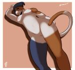  anthro black_clothing breasts brown_body brown_fur clothing domestic_cat epic_games felid feline felis female fortnite fur genitals headgear headgear_only hi_res mammal meow_skulls_(fortnite) mostly_nude mottled multicolored_body multicolored_fur piebald pussy solo theok_arts video_games 