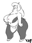  anthro big_breasts breasts canid canine canis cowlick darkboss domestic_dog female floppy_ears hair hair_over_eyes hand_on_hip herding_dog huge_breasts hyper hyper_breasts lila_bell_(kazukio) long_hair mammal neck_tuft nipples old_english_sheepdog pastoral_dog pubes sheepdog slightly_chubby solo solo_focus standing tuft watermark 