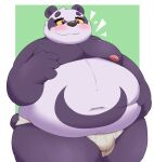  2022 alp_(tas) anthro belly big_belly black_nose blush bulge clothing giant_panda hi_res kusosensei lifewonders male mammal moobs navel nipples obese obese_male overweight overweight_male purple_body solo tokyo_afterschool_summoners underwear ursid video_games white_body 