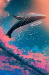  abisswalker8 absurdres animal_focus cloud commentary highres no_humans original outdoors pink_clouds scenery sky star_(sky) starry_sky whale 