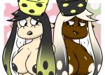  anemonemisc animal_humanoid areola big_breasts black_hair breasts callie_(splatoon) cephalopod cephalopod_humanoid clothing dark_body dark_skin dotted_background duo eyelashes female green_hair grey_areola grey_hair grey_nipples hair hat headgear headwear huge_breasts humanoid humanoid_pointy_ears inkling looking_at_another marie_(splatoon) marine marine_humanoid mollusk mollusk_humanoid multicolored_hair nintendo nipples nude open_mouth pattern_background pink_background pseudo_hair simple_background splatoon tan_body tan_skin tentacle_hair tentacles two_tone_hair video_games white_areola white_hair white_nipples 