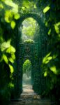  ariyasiki fantasy forest gate highres leaf nature no_humans original outdoors plant scenery tree 